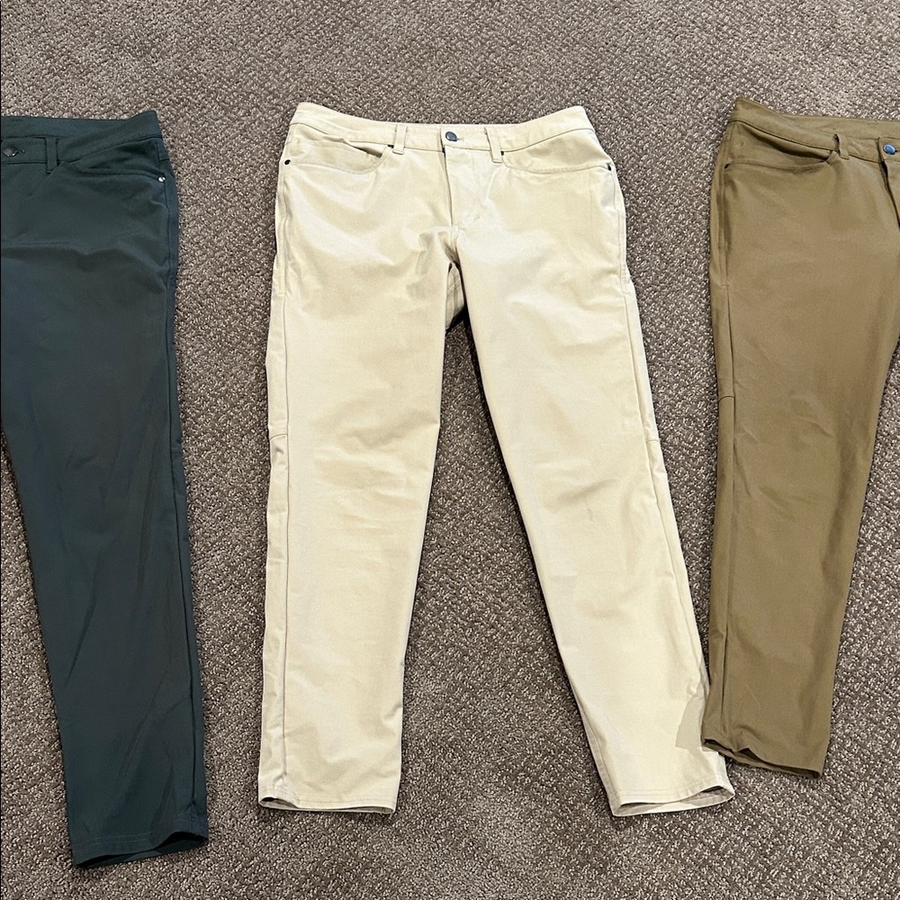 lululemon athletica Men's Chinos - Dark Green, Cream, and Brown